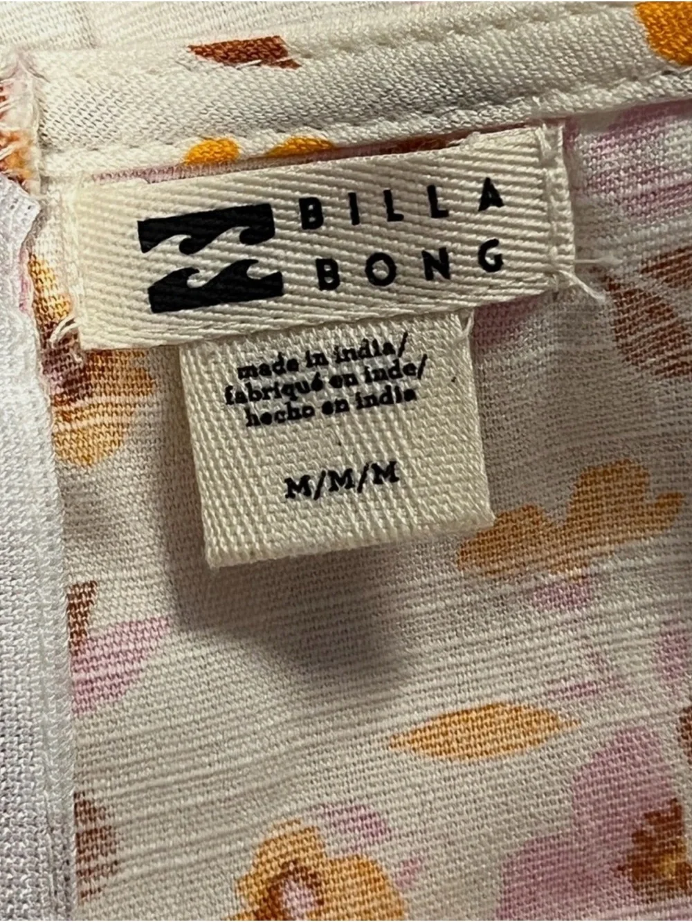 Billabong Stay Awhile Womens Mini Dress Floral Medium Sundress Pink Orange Zip - Picture 7 of 8
